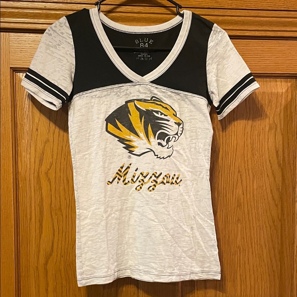Blue 84 women Mizzou Tiger Graphic Tee - Black and White